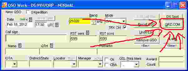 QRZ.com-Button rot markiert