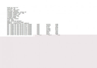 cabrillo Log.jpg (58.62 KiB) 4346 mal betrachtet nur data auch bei Lotw. Unterscheidet nicht FT8 und FT4
